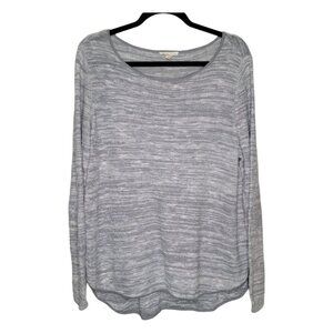 Eileen Fisher Womens Organic Linen Gray lightweight long sleeve sweater Large